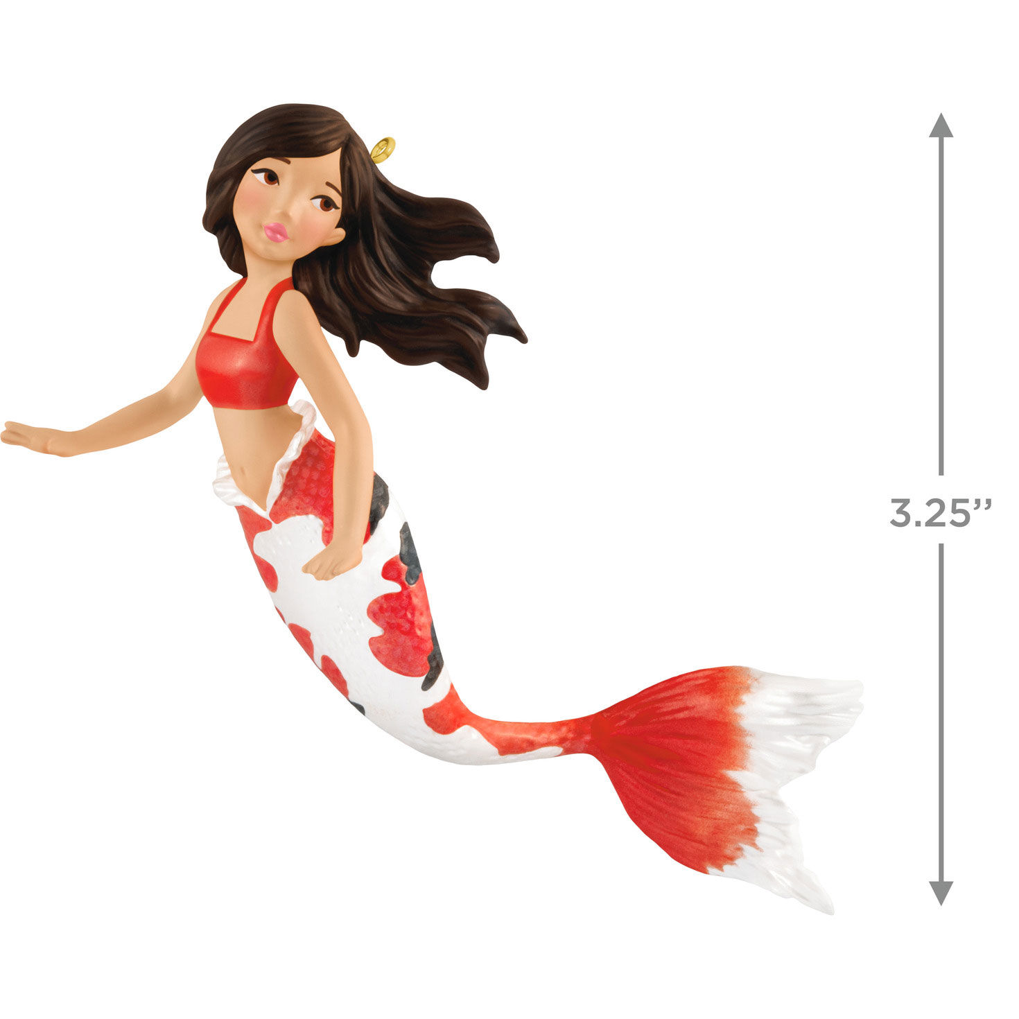 Red and White Mermaid Keepsake Ornament measurement image number 3