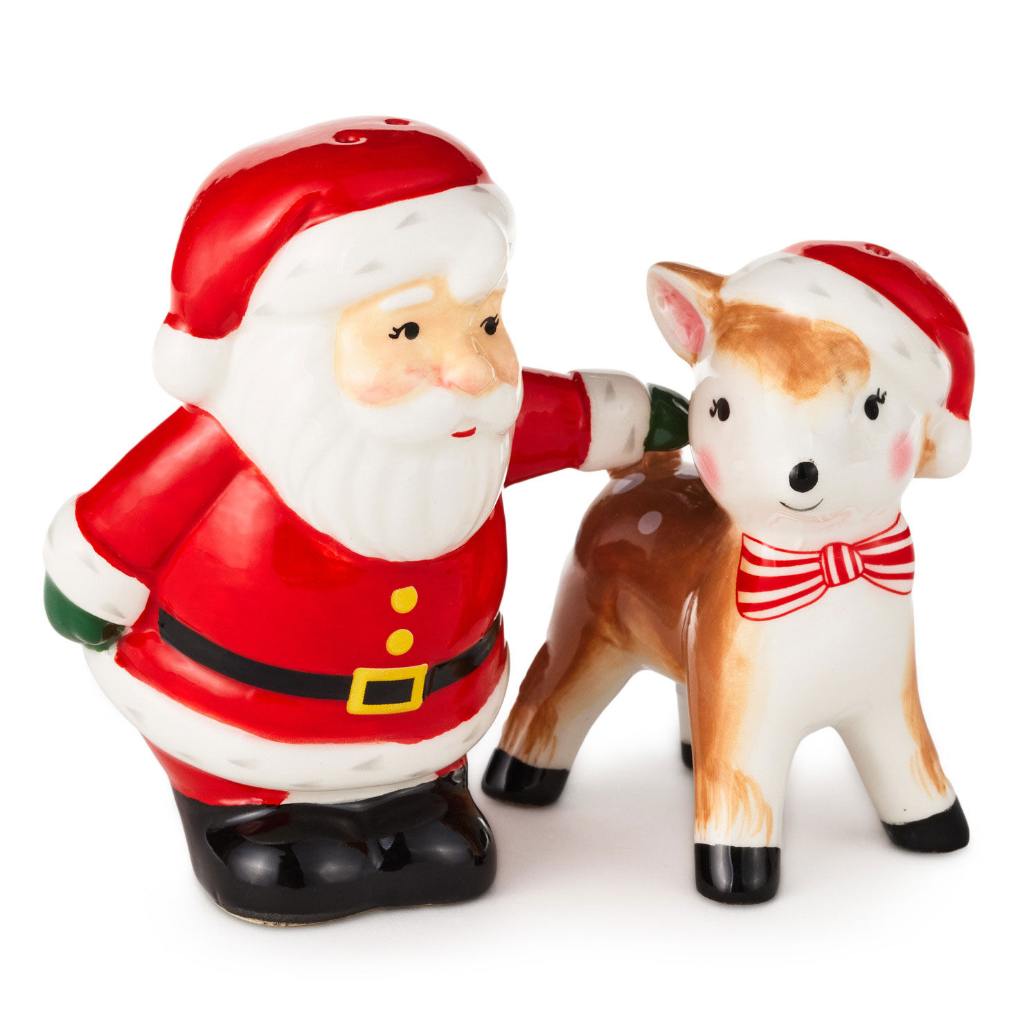 Santa and Reindeer Salt and Pepper Shakers, Set of 2