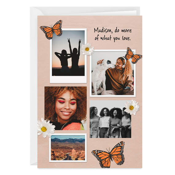 Personalized Butterflies and Daisies Photo Card