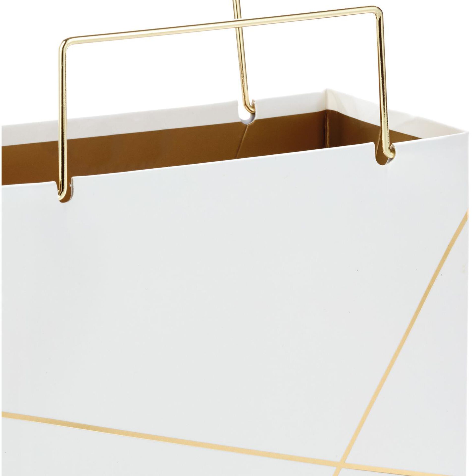 White With Gold Small Square Gift Bag, 5.5" Gift Bags Hallmark