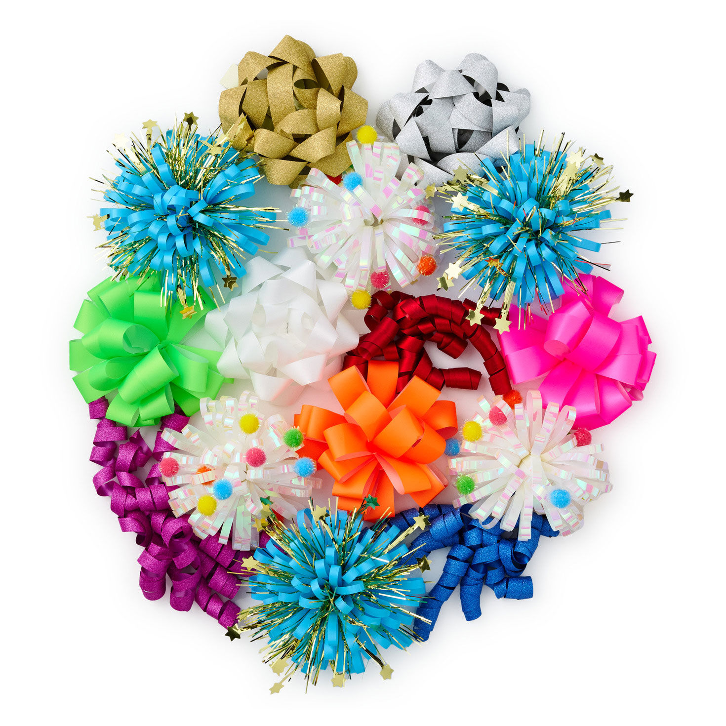 Assorted Styles and Colors Gift Bows, Bag of 15