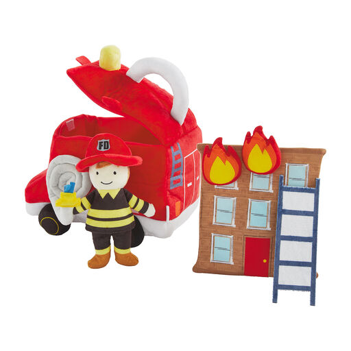 Mud Pie Fire Truck Plush Toy Set, 6 Pieces, 