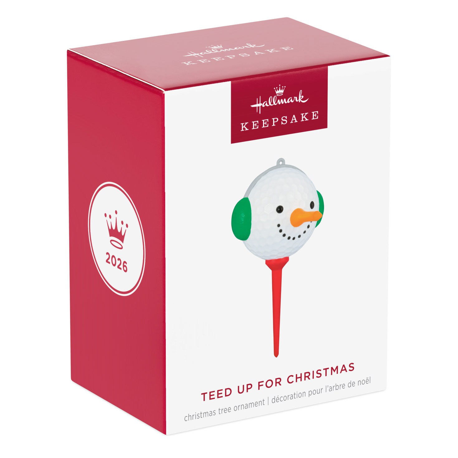 Snowman Golf Ball on Red Tee Keepsake Ornament Package Front image number 7