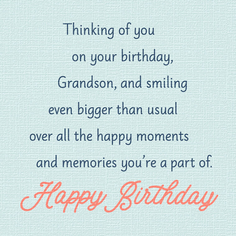 Thoughts of You Bring a Smile Birthday Card for Grandson, , large image number 2