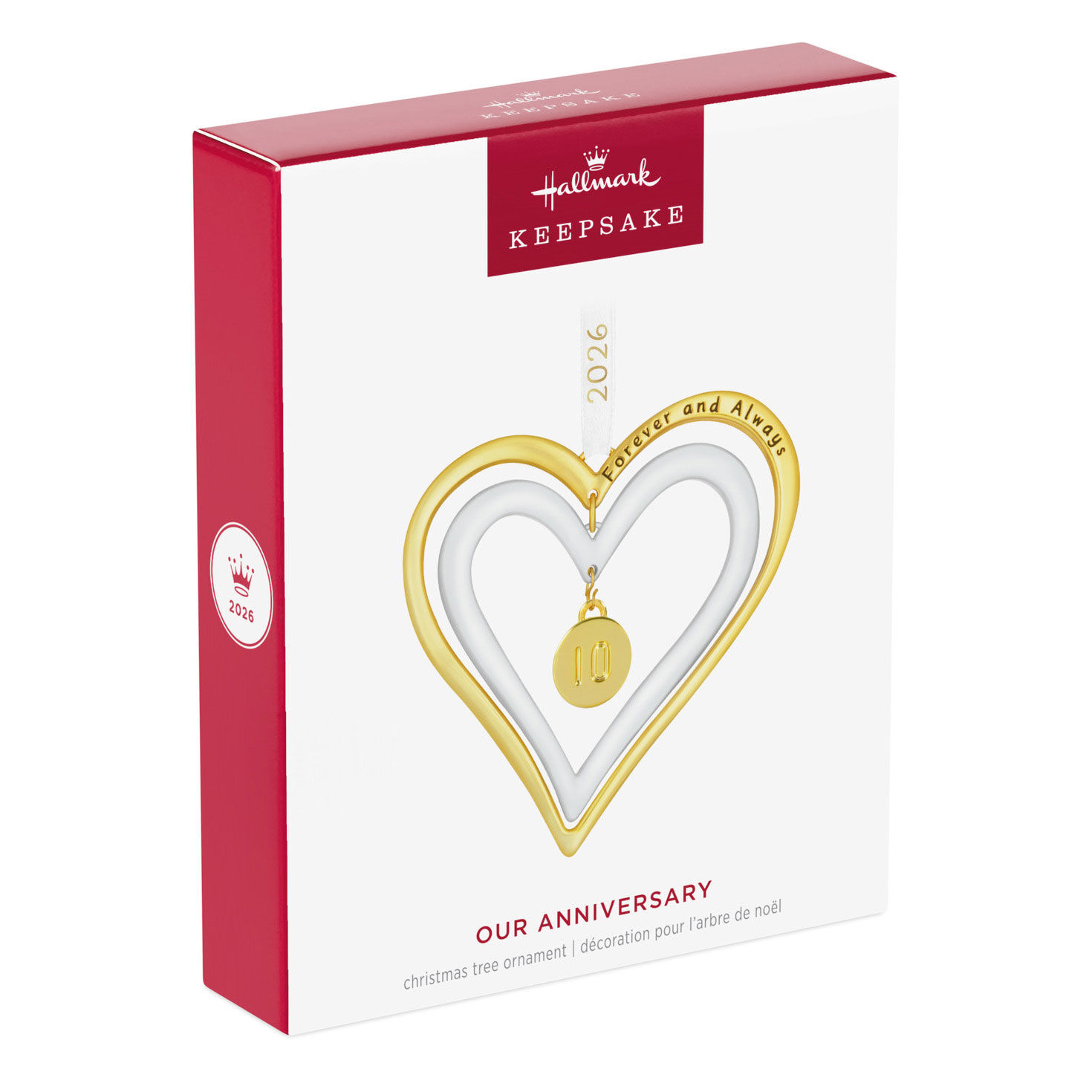 Gold White Double Heart Anniversary Ornament package front image number 8