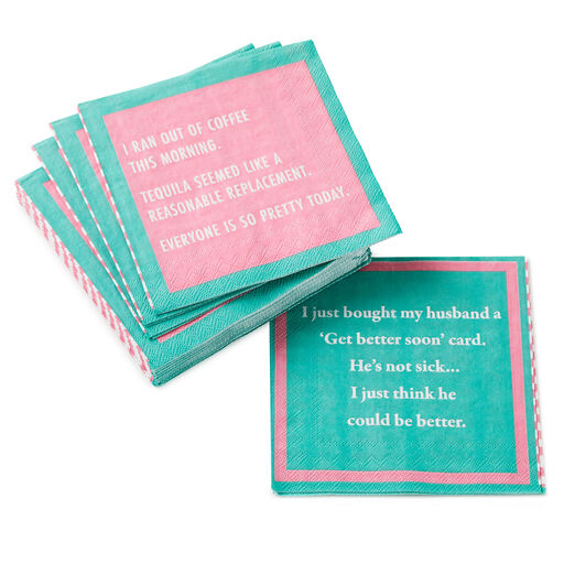 Drinks on Me Get Better Soon Funny Party Napkins, Pack of 20, 