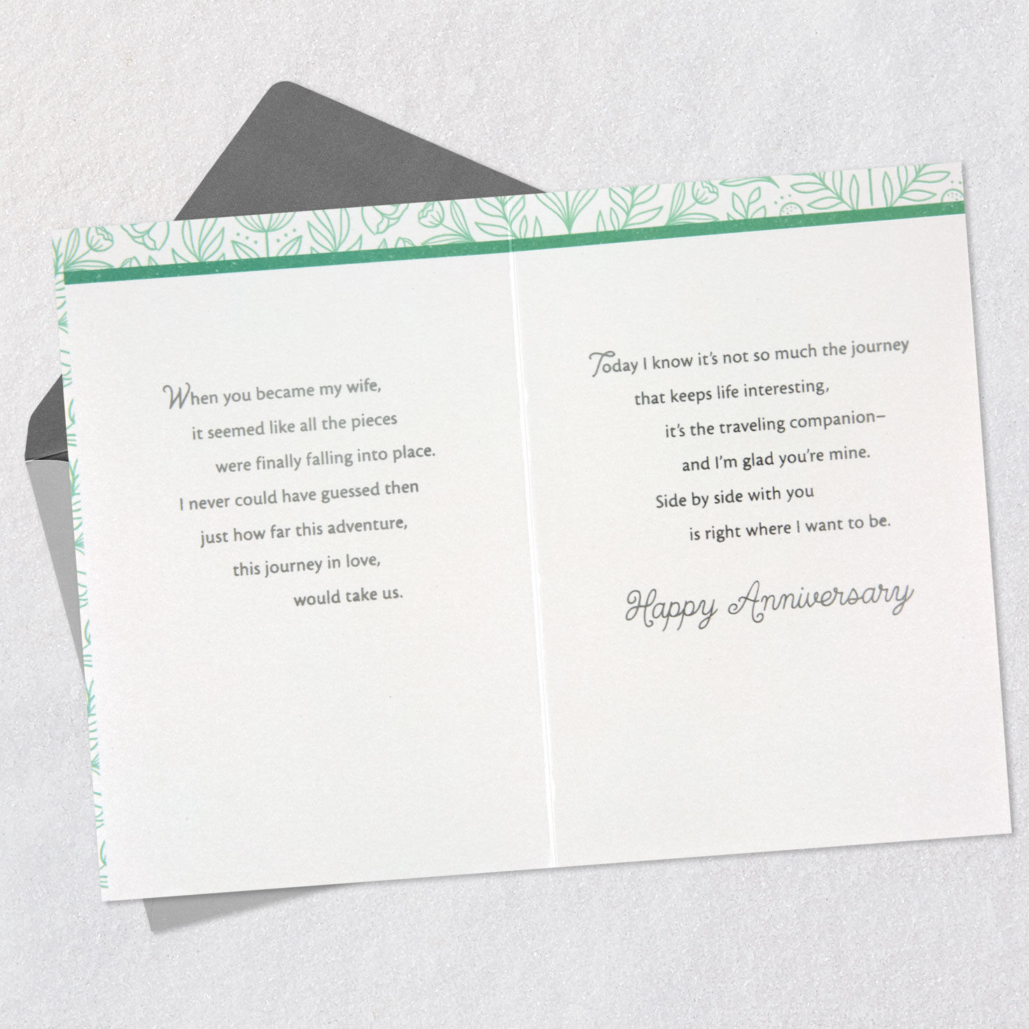 Mint Green Heart 25th Anniversary Card for Wife Open card with envelope image number 4