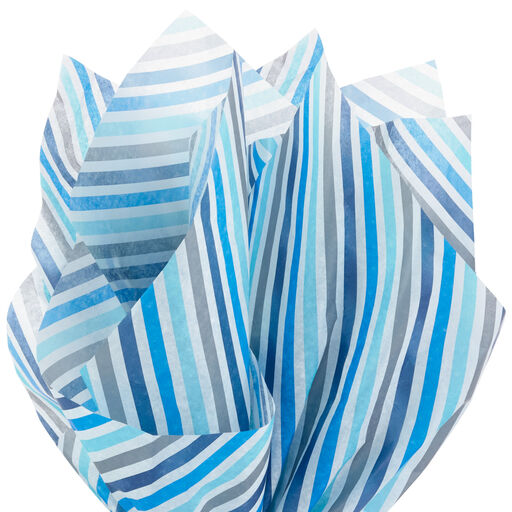 Blue and Gray Diagonal Stripes Tissue Paper, 4 sheets, 