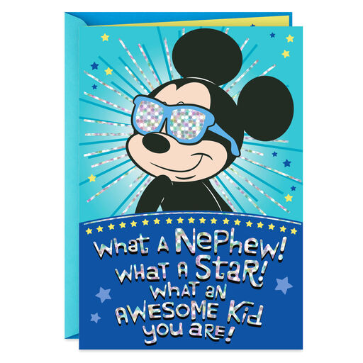 Disney Mickey Mouse What a Star Birthday Card for Nephew, 