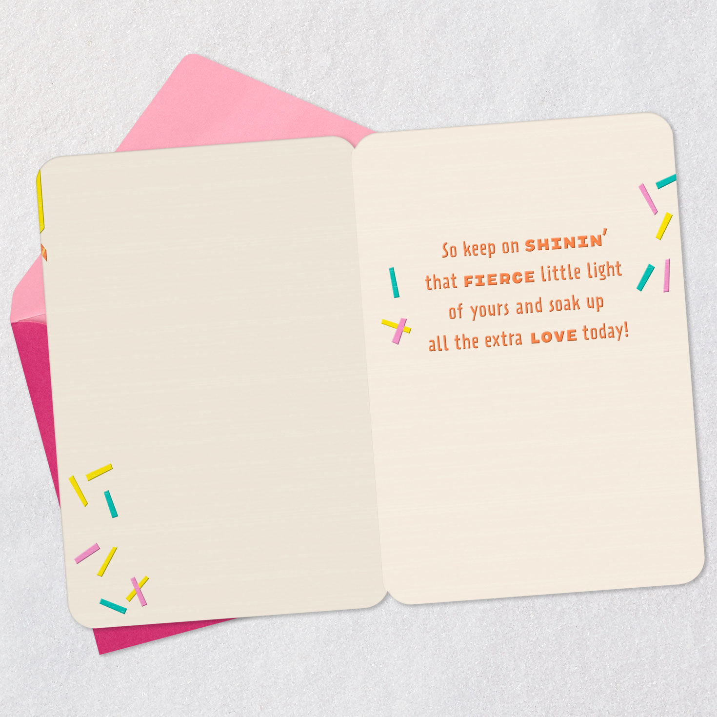 Candle Sun and Confetti Birthday Card for Her Open card with envelope image number 3