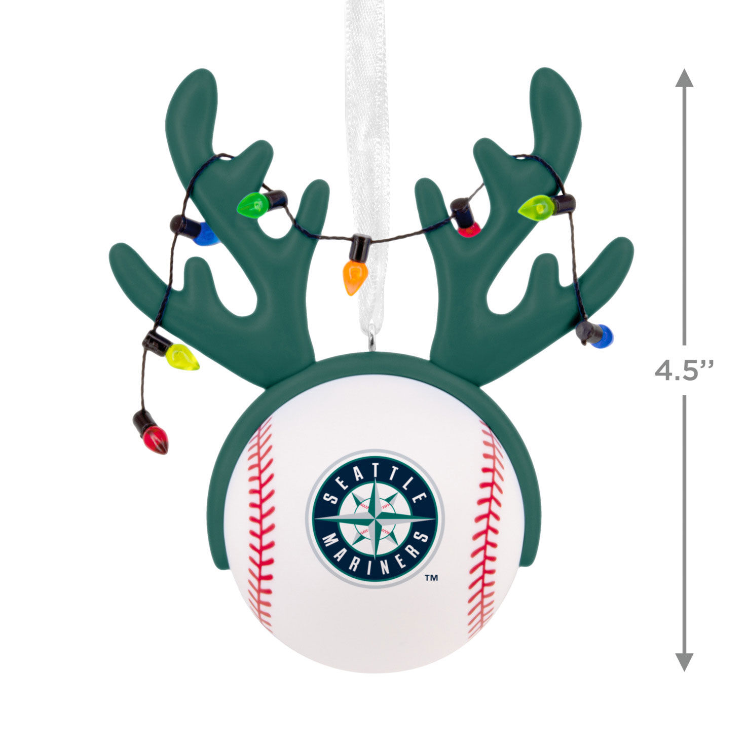 Mariners Reindeer Baseball Christmas Ornament measurement image number 3