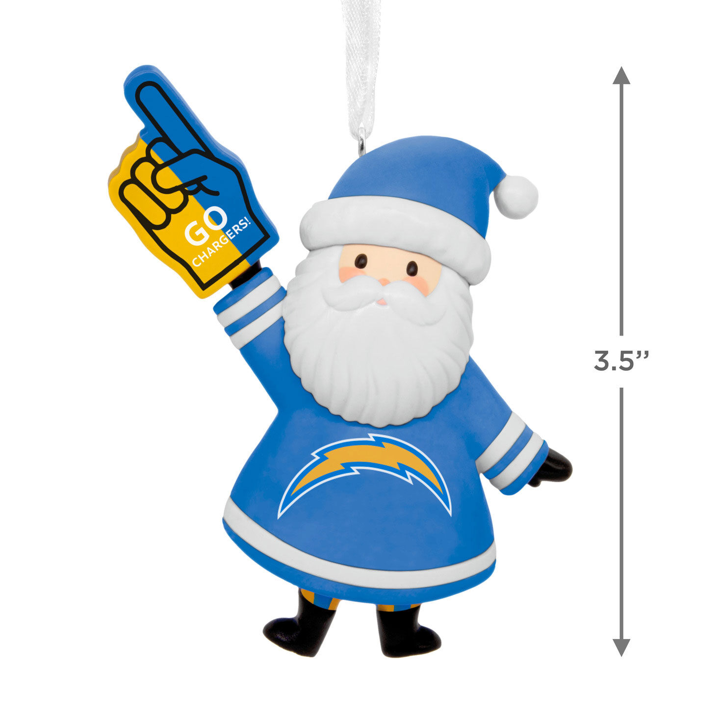 Los Angeles Chargers Santa Fan Christmas Ornament measurement image number 3