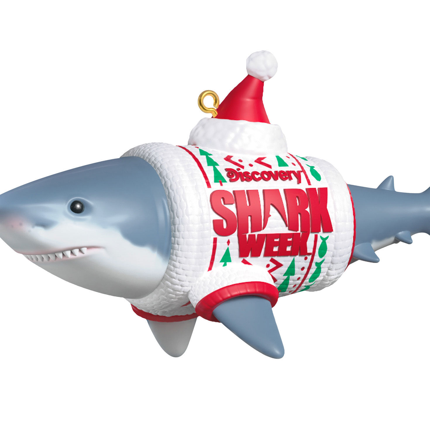 Shark Week Shark in Sweater Keepsake Ornament closeup view image number 5