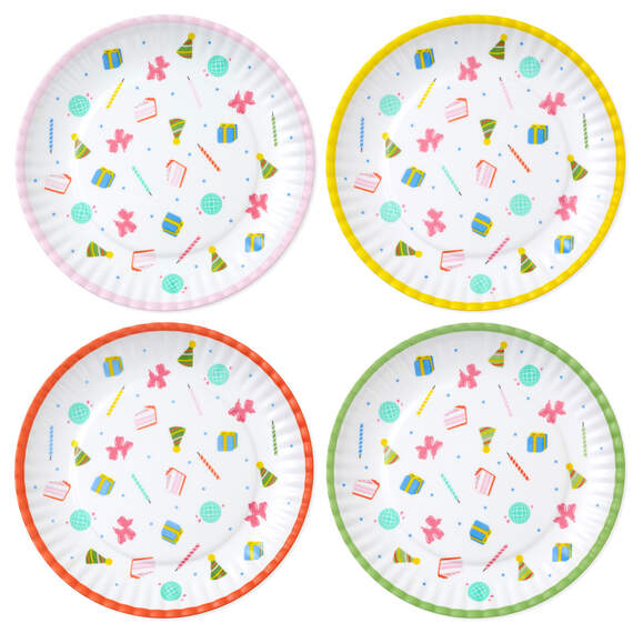 Birthday Celebration Icons Melamine Dessert Plates, Set of 4, , large image number 2