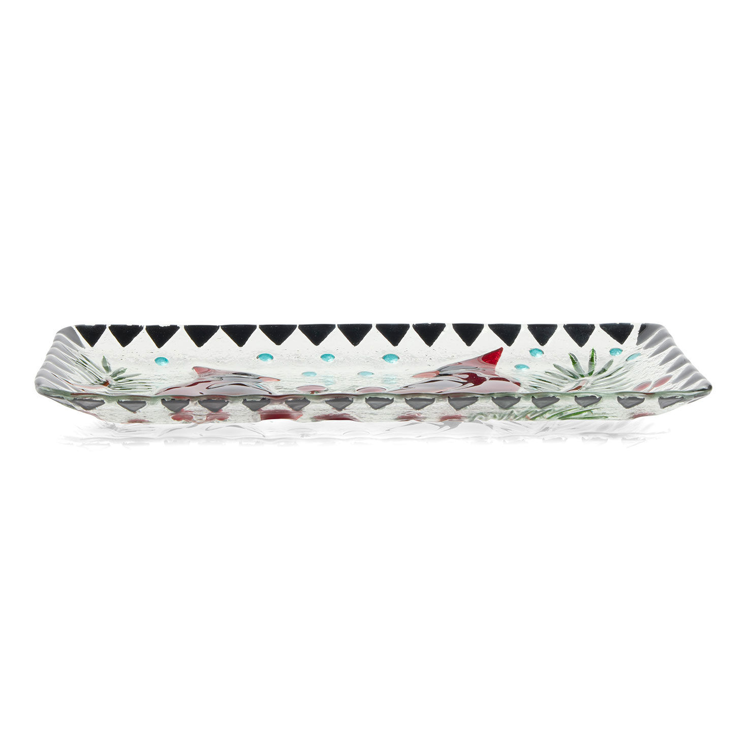 Two Cardinals on Branch Glass Serving Plate side image number 2