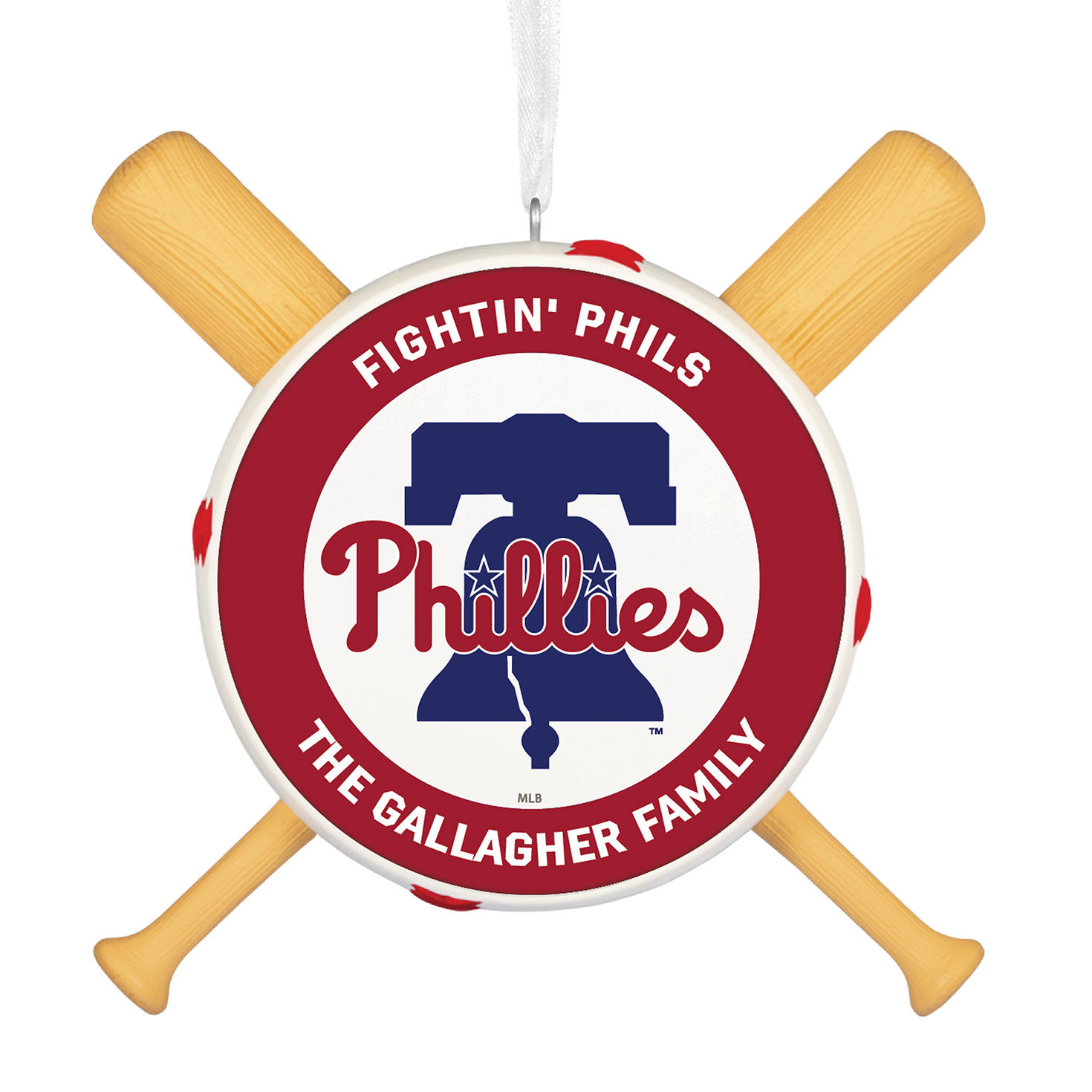 MLB Philadelphia Phillies™ Baseball Personalized Ornament, Custom Text