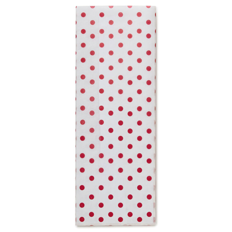 Red Polka Dots on White Tissue Paper, 6 sheets, Red on White, large image number 1