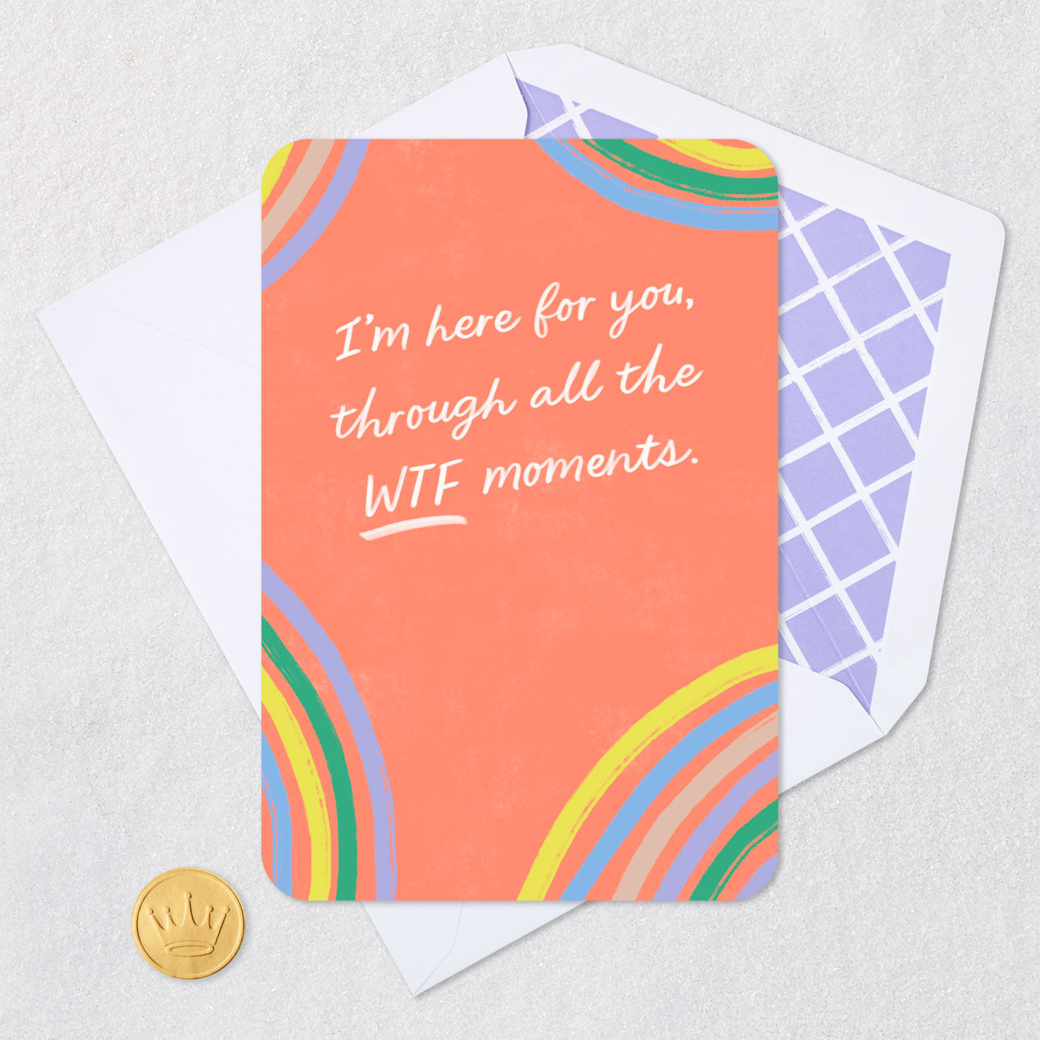 Colorful Rainbow Stripe Friendship Support Card Card Front with Envelope and Gold Seal image number 5