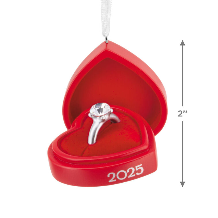 Engagement Ring 2025 Red Box Christmas Ornament measurement image number 3