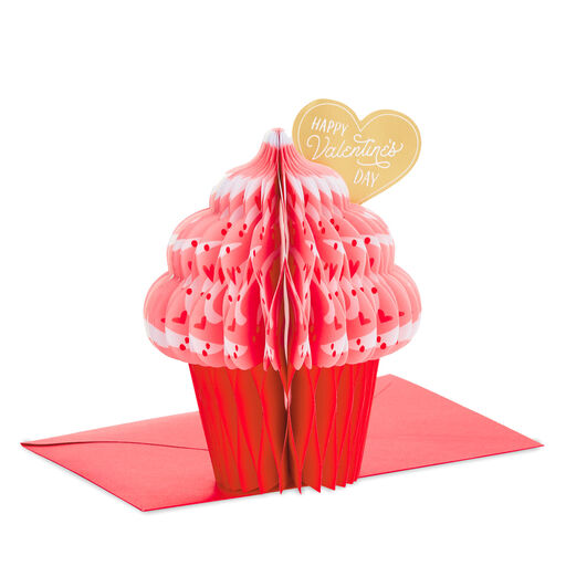 Cupcake Extra Sweet Honeycomb 3D Pop-Up Valentine's Day Card, 