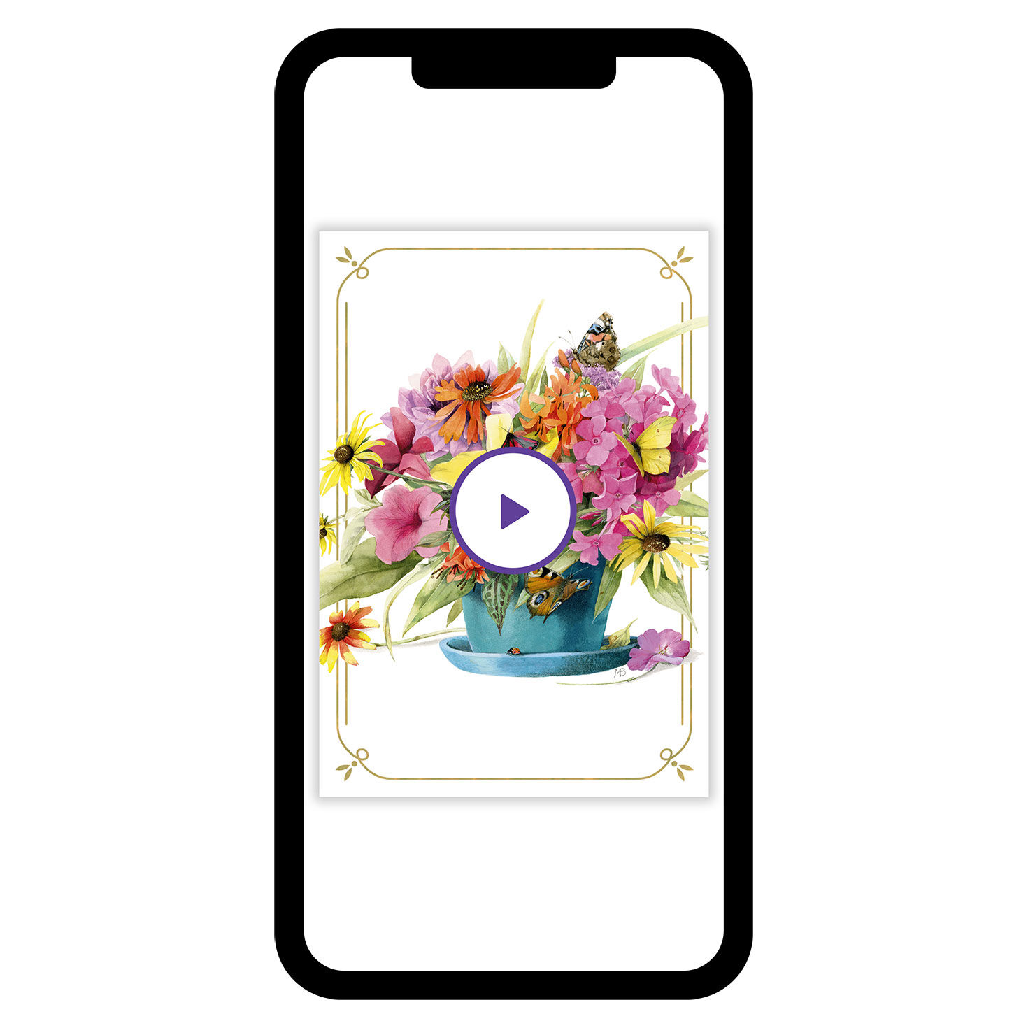 Colorful Flowers in Blue Pot Personalized Card phone with card front image number 7