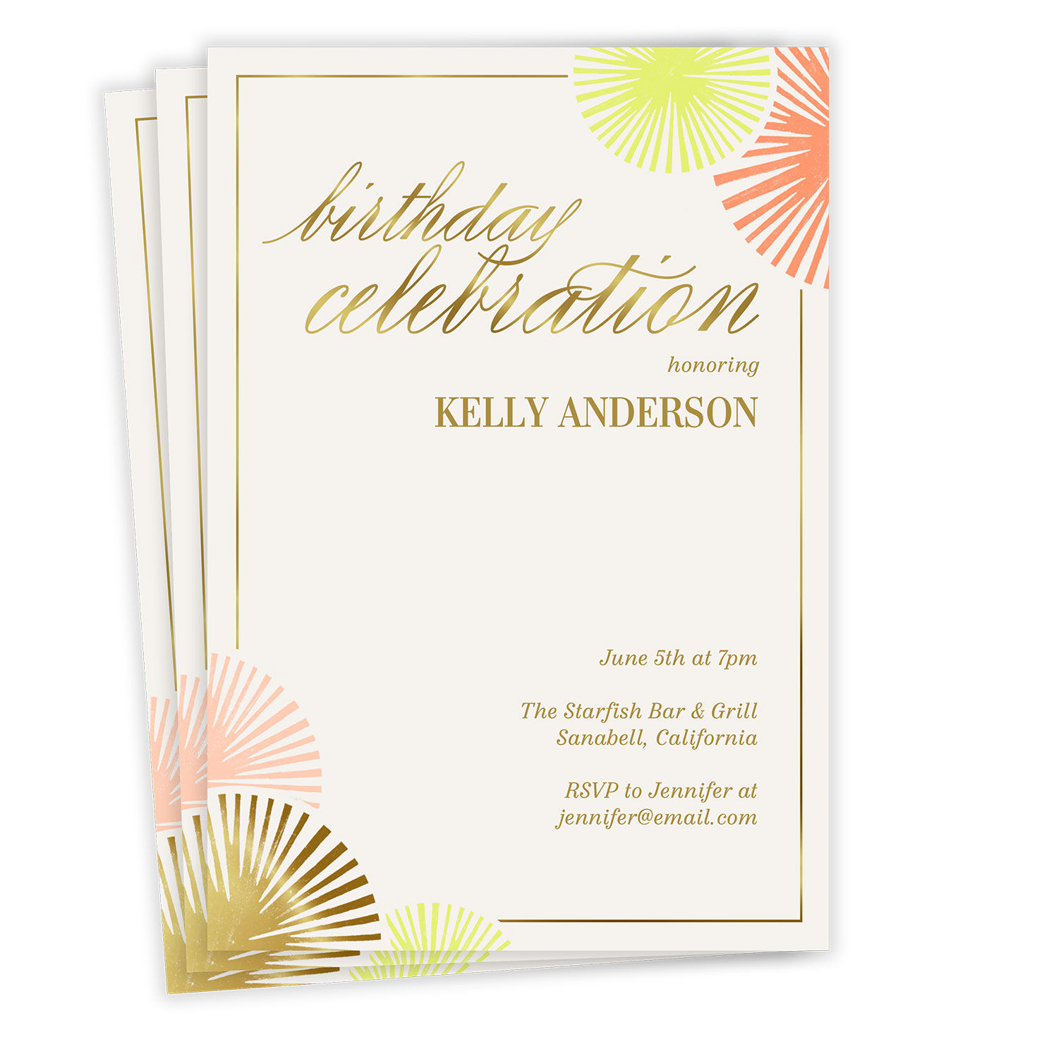 Starburst Celebration Flat Birthday Invitation