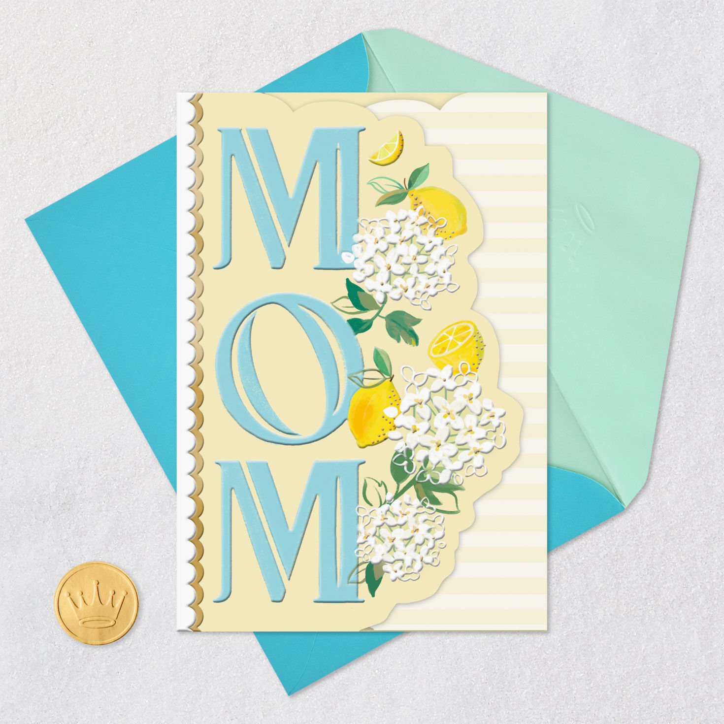 Lemons and Flowers Religious Mother's Day Card for Mom Card Front with Envelope and Gold Seal image number 7