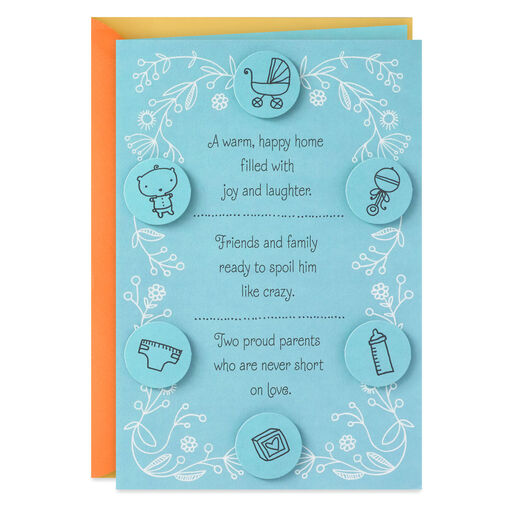 Joy and Laughter New Baby Boy Card, 