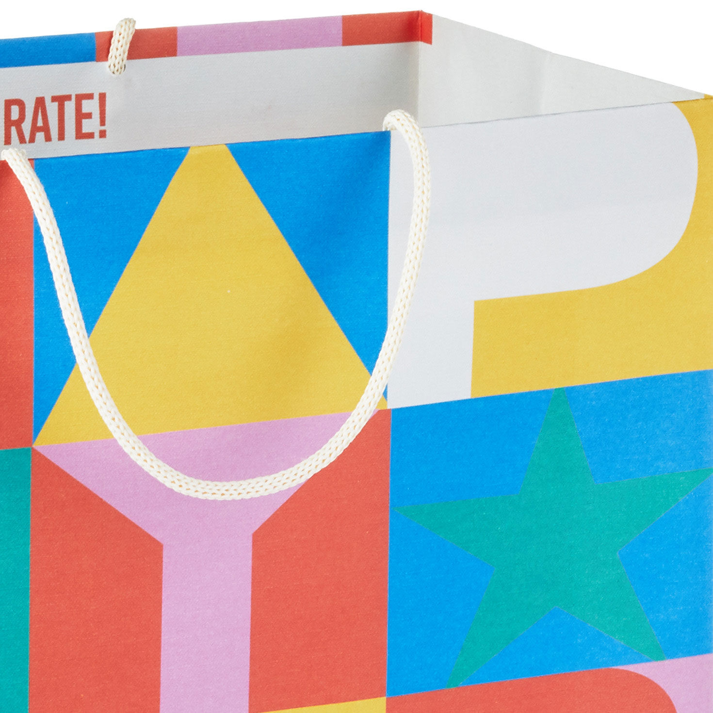 Color Block Large Birthday Gift Bag handle detail image number 4