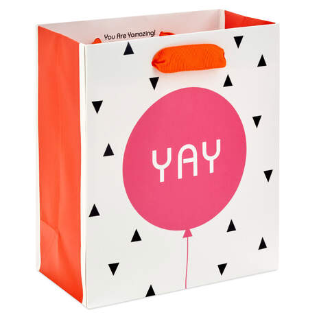 6.5" Yay Pink Balloon Small Gift Bag, , large