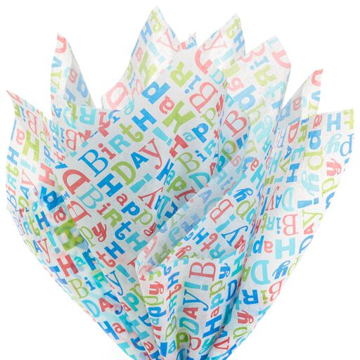 Cool Multicolor Happy Birthday Tissue Paper, 4 sheets, 