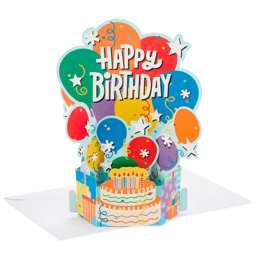 Balloon Bouquet Boxed Pop-Up Birthday Cards, Pack of 8, 