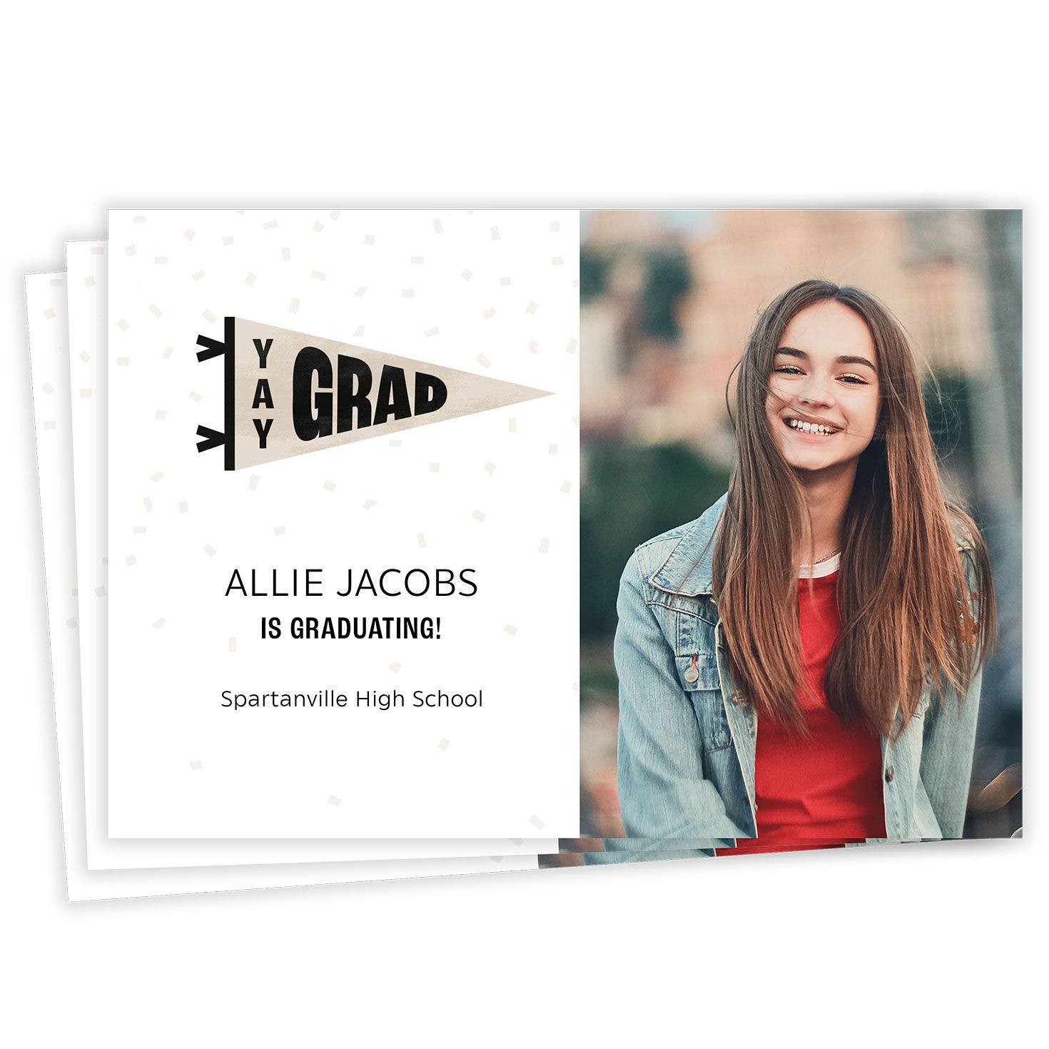 Yay Grad Pennant Flat Graduation Announcement