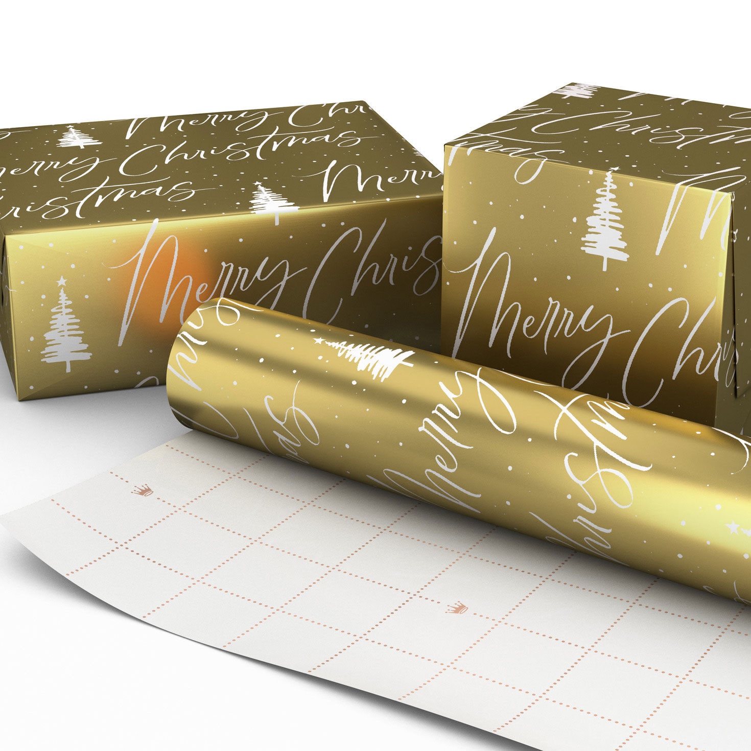 Merry Christmas on Gold Metallic Jumbo Wrapping Paper Roll, 54 sq. ft. for only USD 9.99 | Hallmark