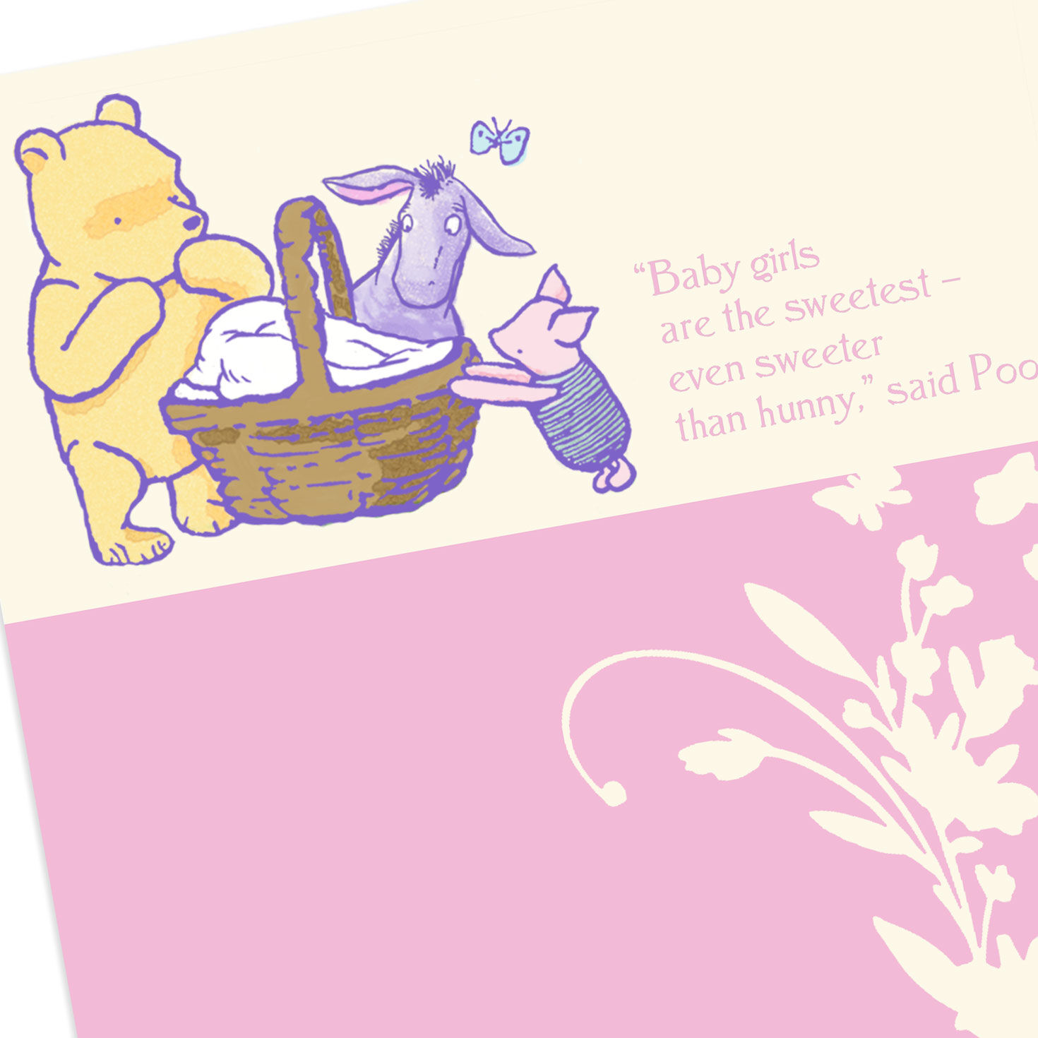 Disney Winnie the Pooh, Piglet and Eeyore New Baby Girl Card, , large image number 4