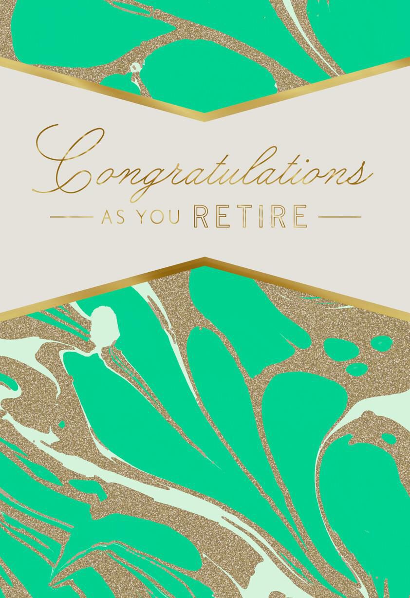 Marbled Green and Gold Retirement Card