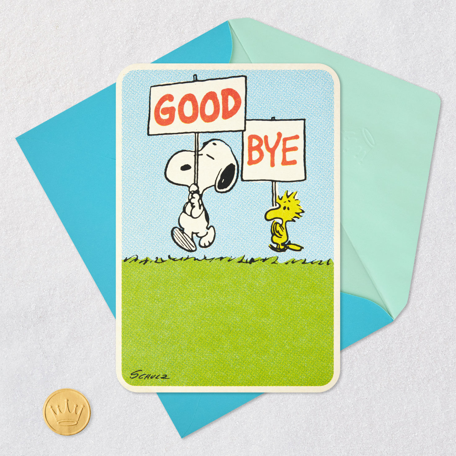 Peanuts Snoopy Funny Goodbye Card Card Front with Envelope and Gold Seal image number 6