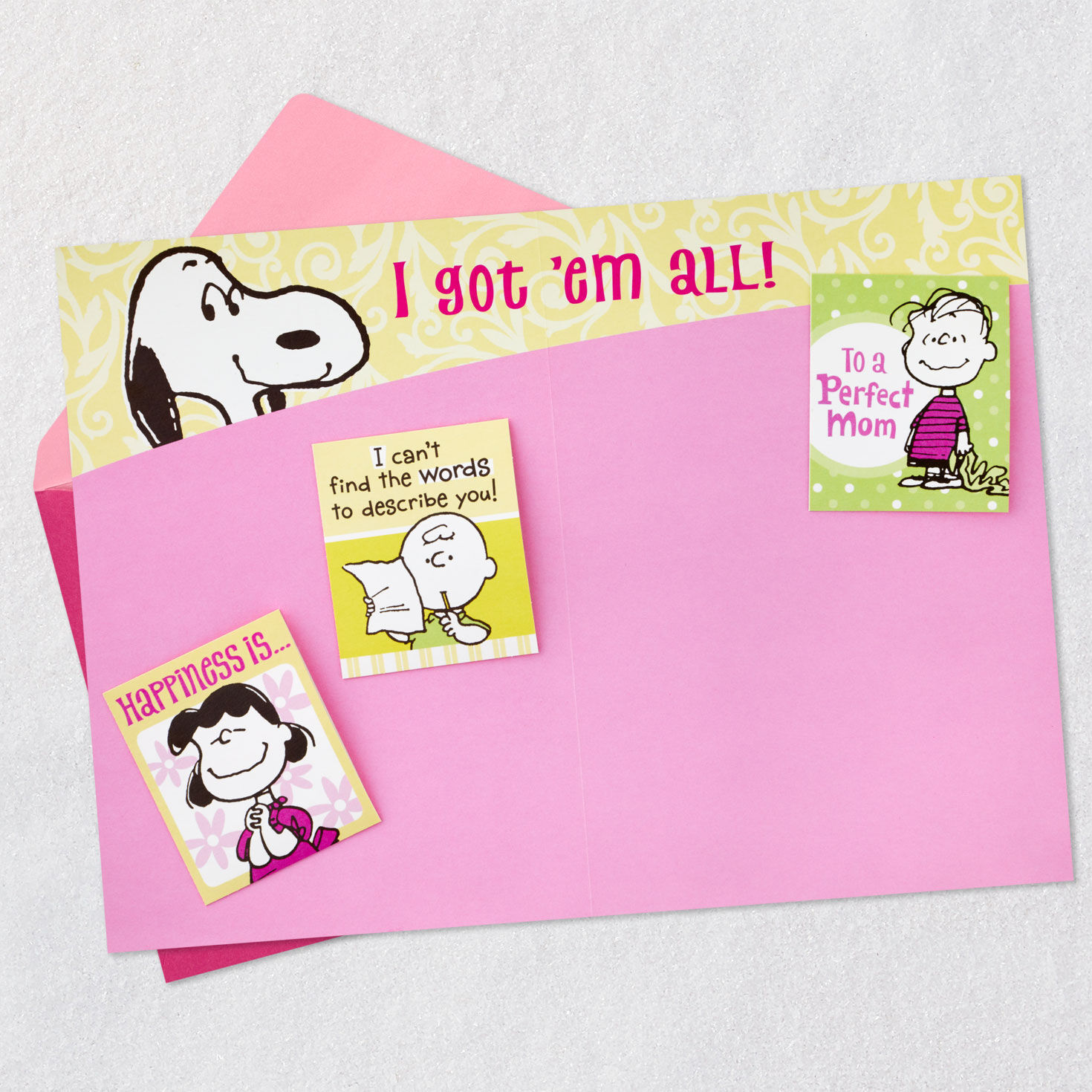 Snoopy Shopping Funny Mother's Day Card With Mini Cards Open card with envelope image number 4