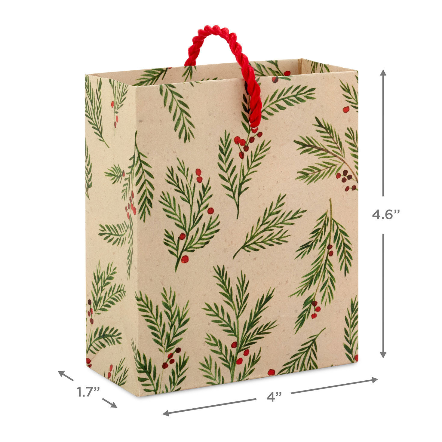 Assorted Rustic Mini Holiday Gift Bags measurement image number 3
