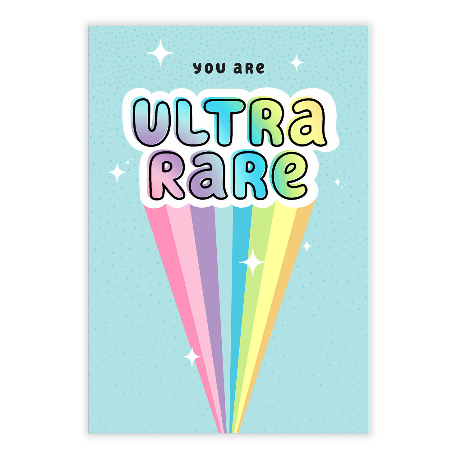 Bubble Letters Rainbow Rays Personalized Card front image number 2