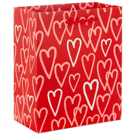 6.5" Heart Doodles Valentine's Day Gift Bag With Tissue Paper, , large