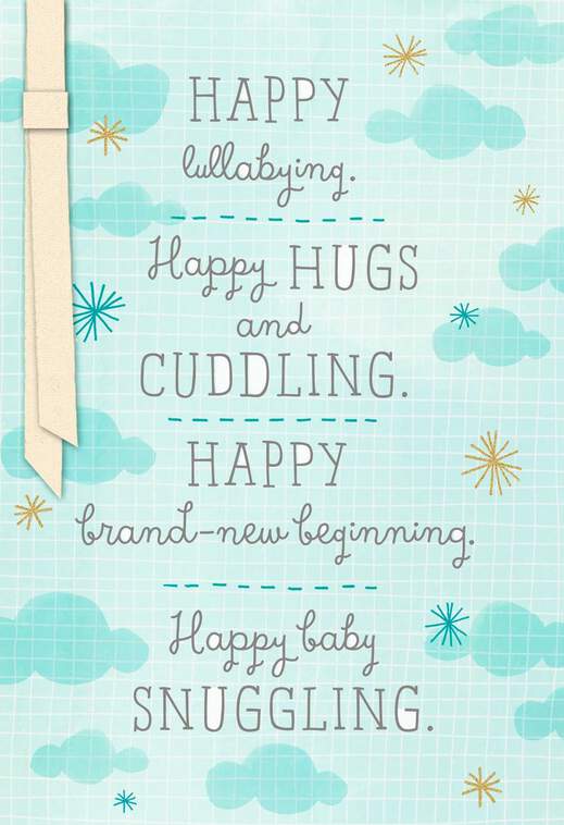 Light Blue Clouds New Baby Boy Congratulations Card, , large image number 1