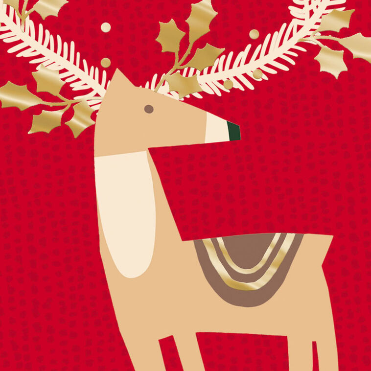 Gold Deer on Red Money Holder Christmas Cards Pack Cover Detail image number 6