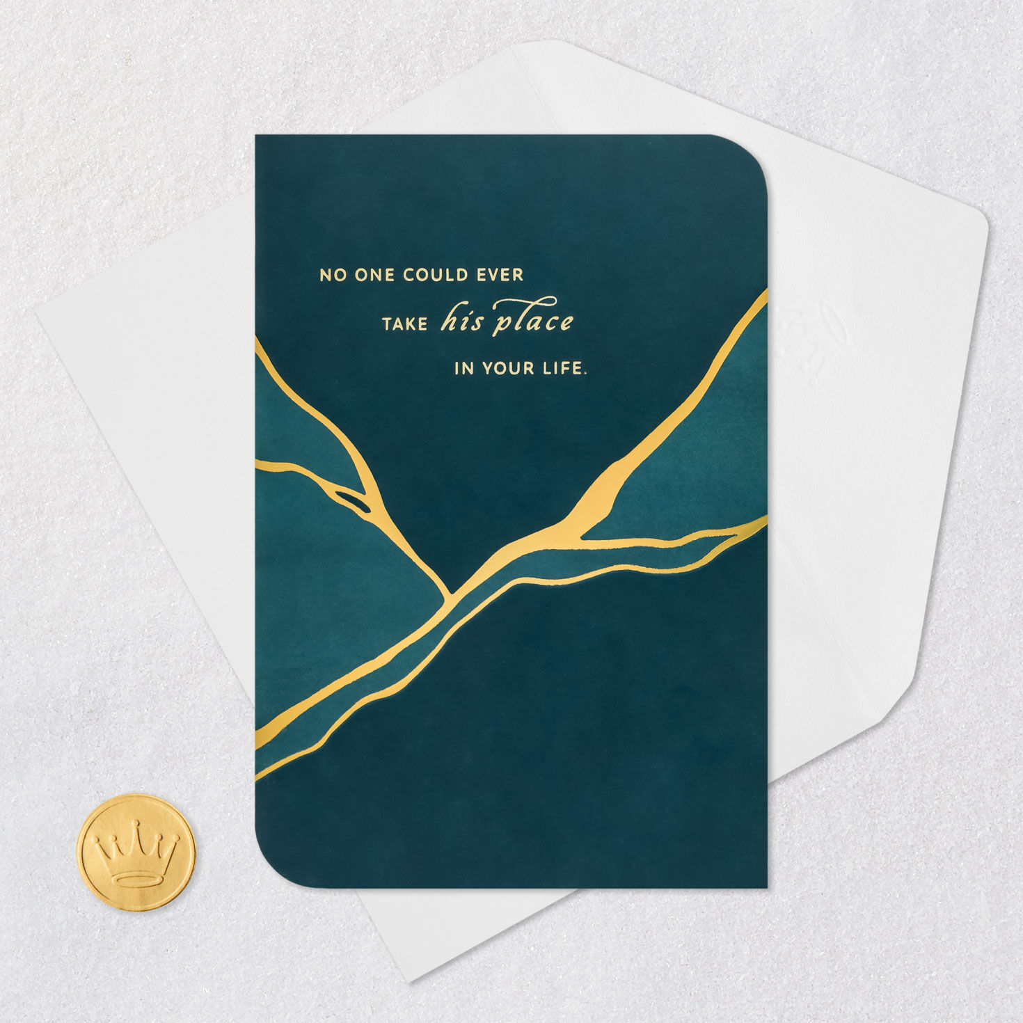 Teal and Gold Abstract Sympathy Card for Loss of Man Card Front with Envelope and Gold Seal image number 5