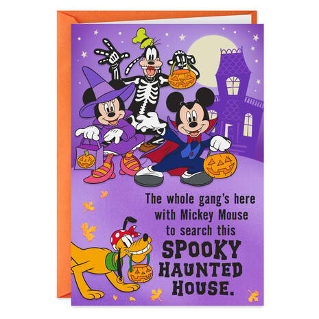 Disney Mickey Mouse Haunted House Halloween Card, , large