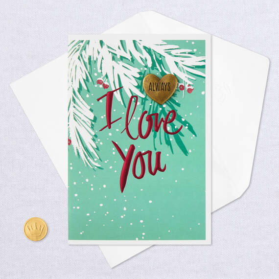 Love You Always Romantic Christmas Card With Heart Token, , large image number 5