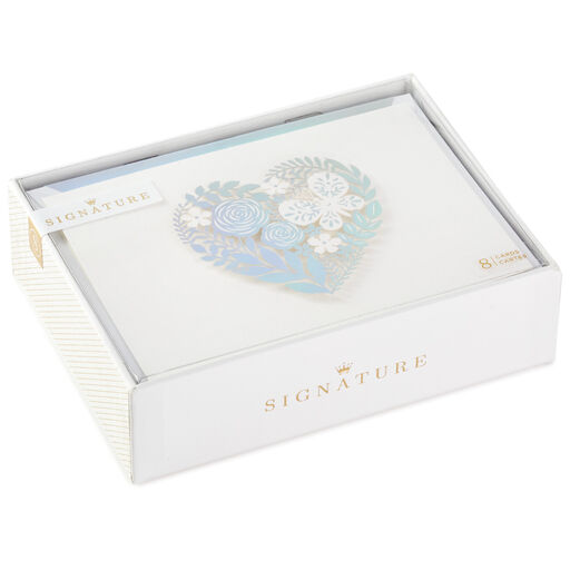 Floral Laser Foil Heart Blank Note Cards, Box of 8, 