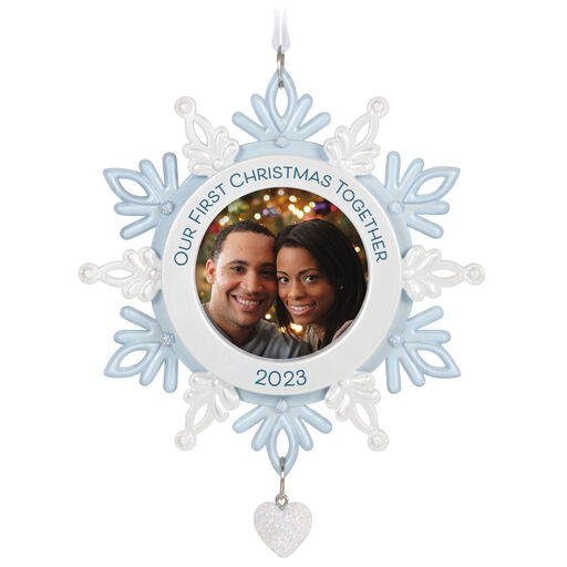 Our First Christmas Together Snowflake 2023 Photo Frame Ornament, 