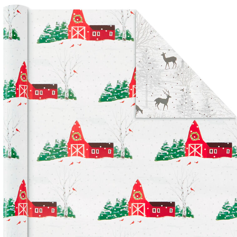 Rustic Winter Reversible Christmas Wrapping Paper  image number 6