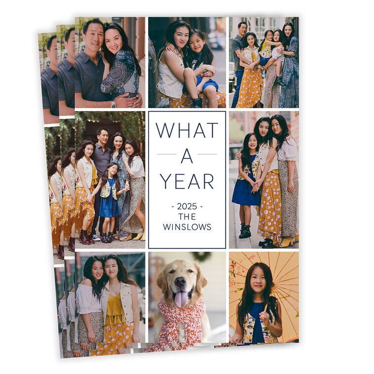 Photo Collage Border Flat Holiday Photo Card